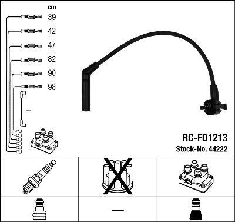 NGK 44222 Zündleitungssatz RC-FD1213 |Zündkabel