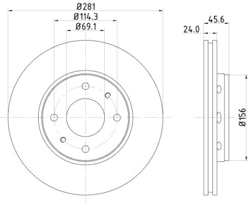 HELLA 8DD 355 107-031 Bremsscheibe für VOLVO/MITSU.