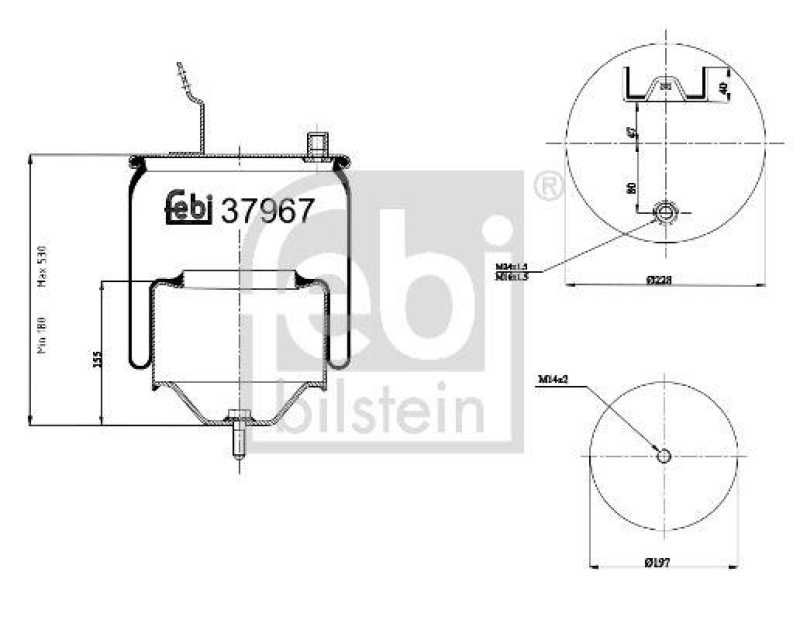 FEBI BILSTEIN 37967 Luftfederbalg mit Stahlkolben und Kolbenstange für Volvo