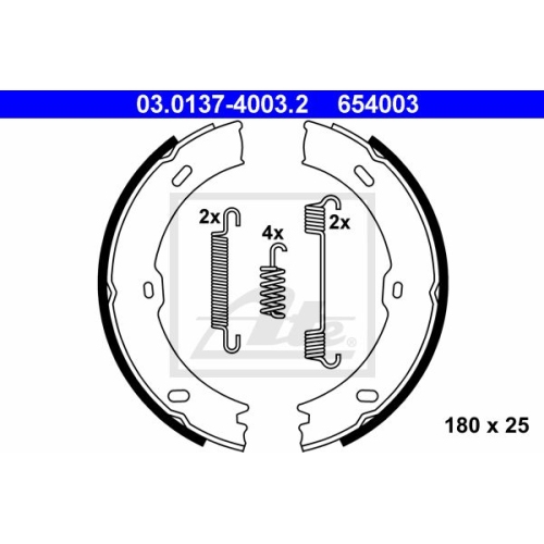 ATE 03.0137-4003.2 Bremsbackensatz Feststellbremse 180x25mm