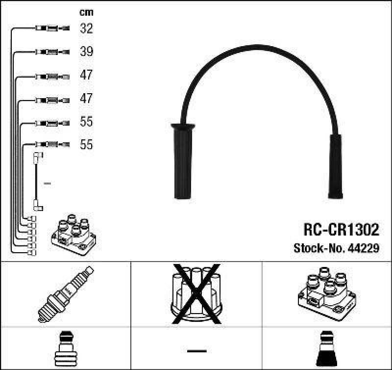 NGK 44229 Zündleitungssatz RC-CR1302 |Zündkabel