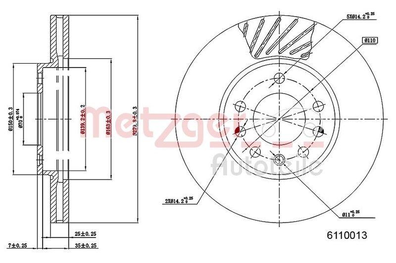 METZGER 6110013 Bremsscheibe Lack/Ks für OPEL VA