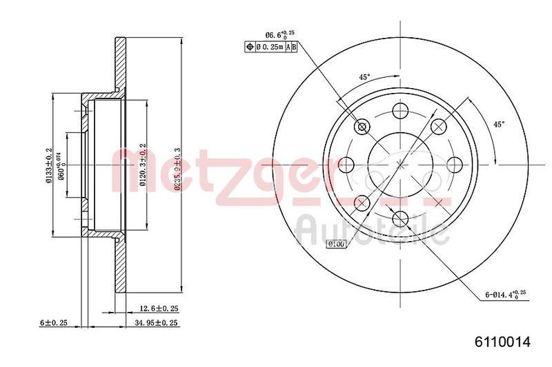 METZGER 6110014 Bremsscheibe Lack/Ks/Ms für OPEL VA