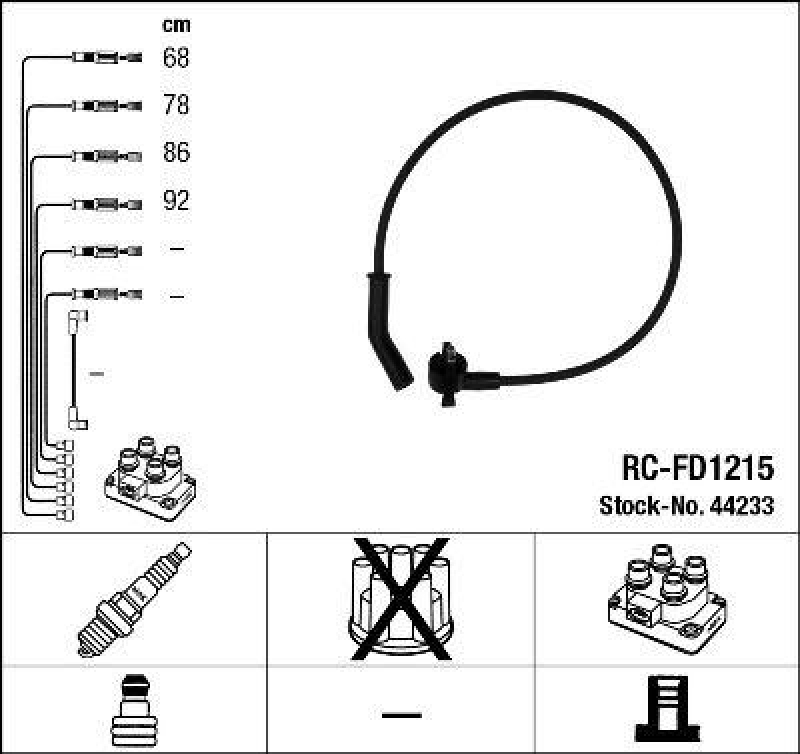 NGK 44233 Zündleitungssatz RC-FD1215 |Zündkabel