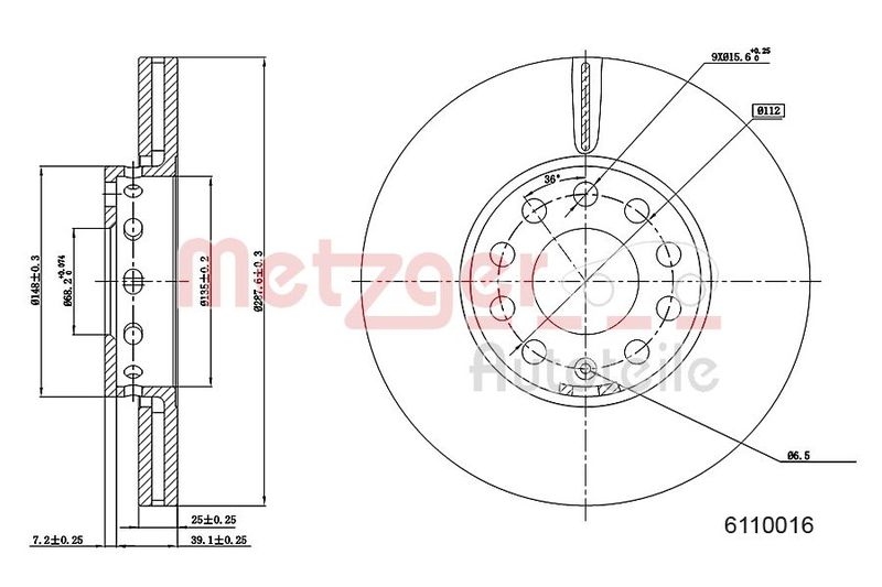 METZGER 6110016 Bremsscheibe Lack/Ks/Hc für VW VA