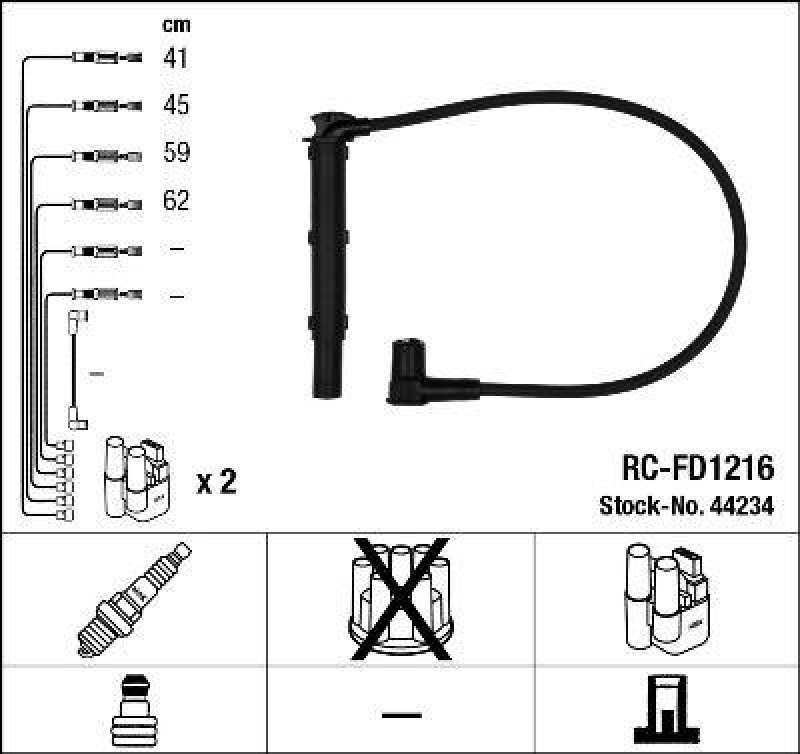 NGK 44234 Zündleitungssatz RC-FD1216 |Zündkabel