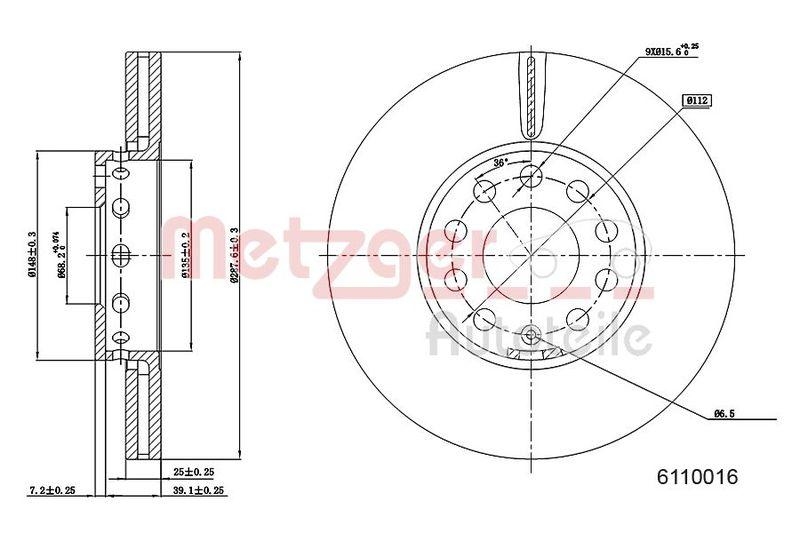 METZGER 6110016 Bremsscheibe Lack/Ks/Hc f&uuml;r VW VA