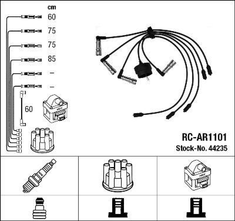 NGK 44235 Zündleitungssatz RC-AR1101 |Zündkabel