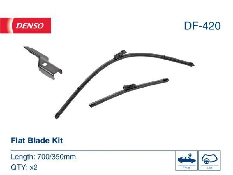 DENSO DF-420 Wischer Flat Blade KIT FORD FIESTA VII (HJ, HF) 1.0 EcoBoost (17-)