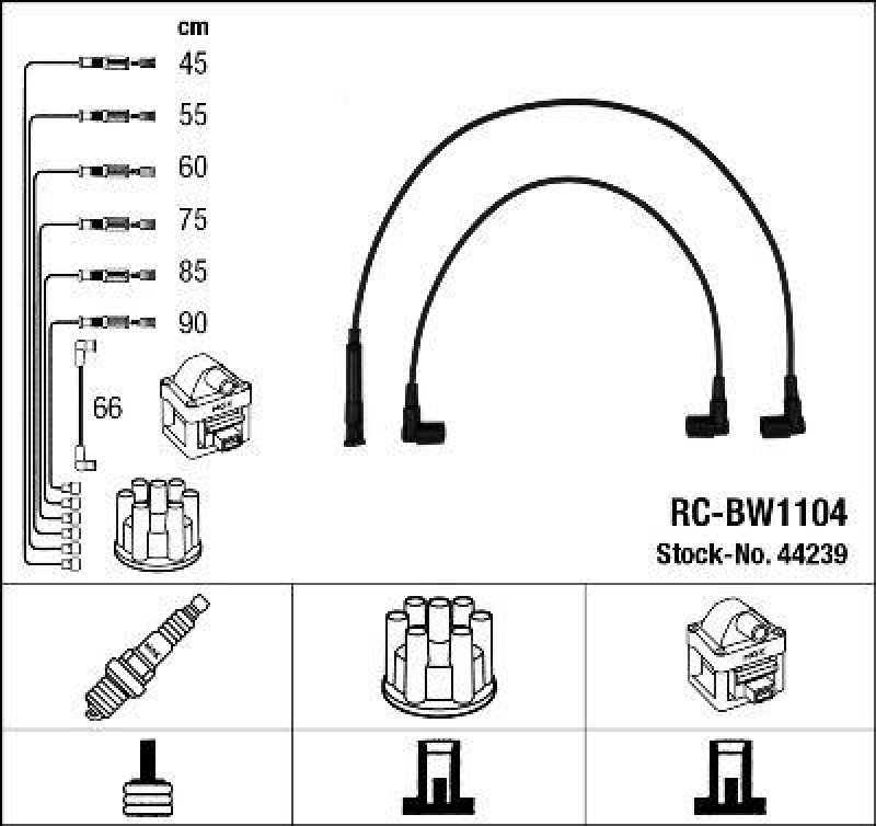 NGK 44239 Zündleitungssatz RC-BW1104 |Zündkabel