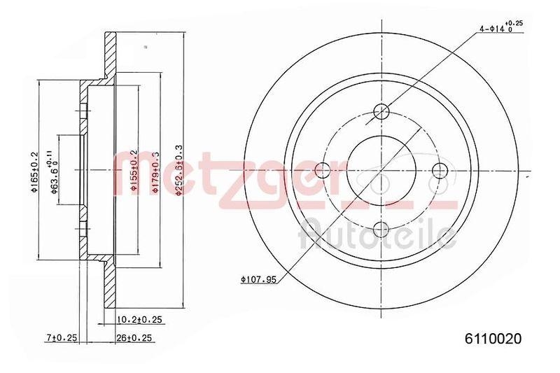 METZGER 6110020 Bremsscheibe Lack/Ks für FORD HA