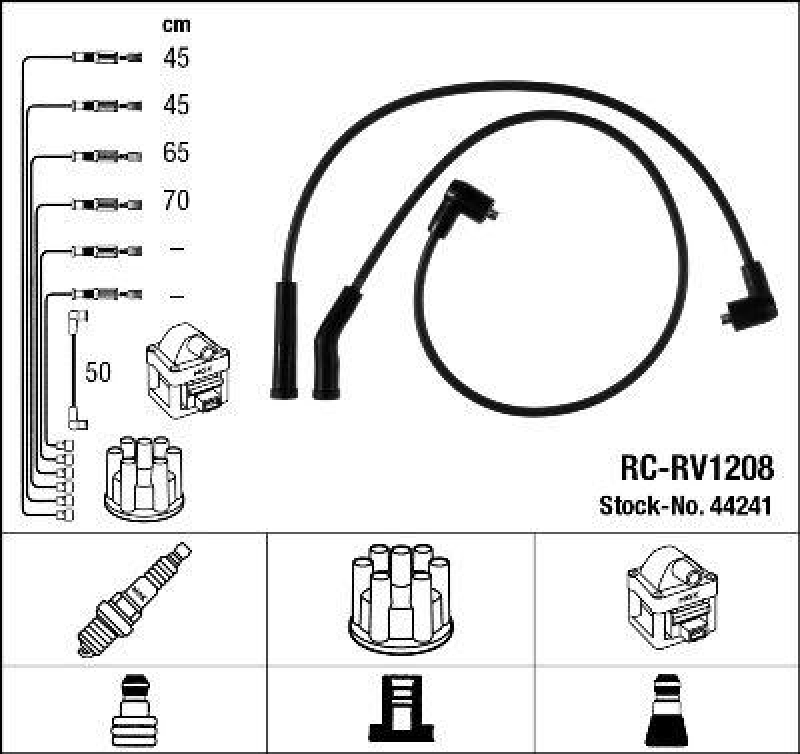 NGK 44241 Zündleitungssatz RC-RV1208 |Zündkabel