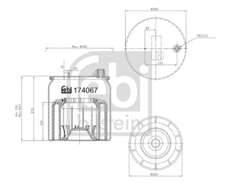 FEBI BILSTEIN 174067 Luftfederbalg mit Kunststoffkolben für Mercedes-Benz