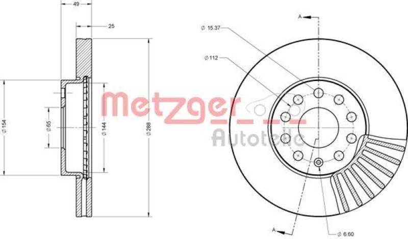 METZGER 6110021 Bremsscheibe Lack/Ks/Ms für AUDI/SEAT/SKODA VA