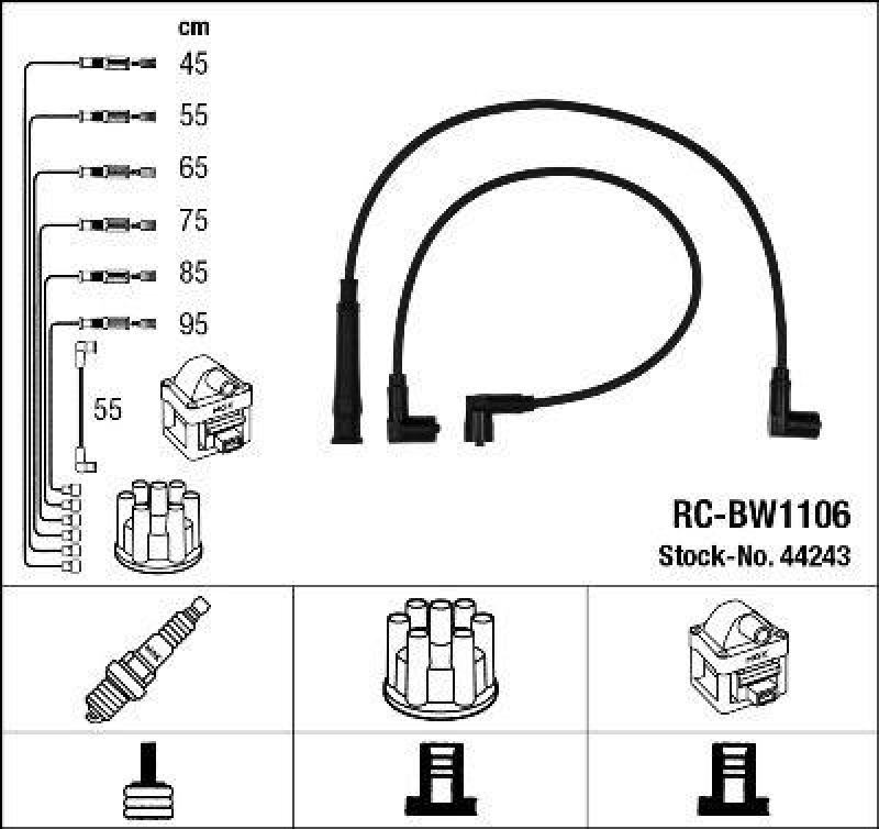 NGK 44243 Zündleitungssatz RC-BW1106 |Zündkabel