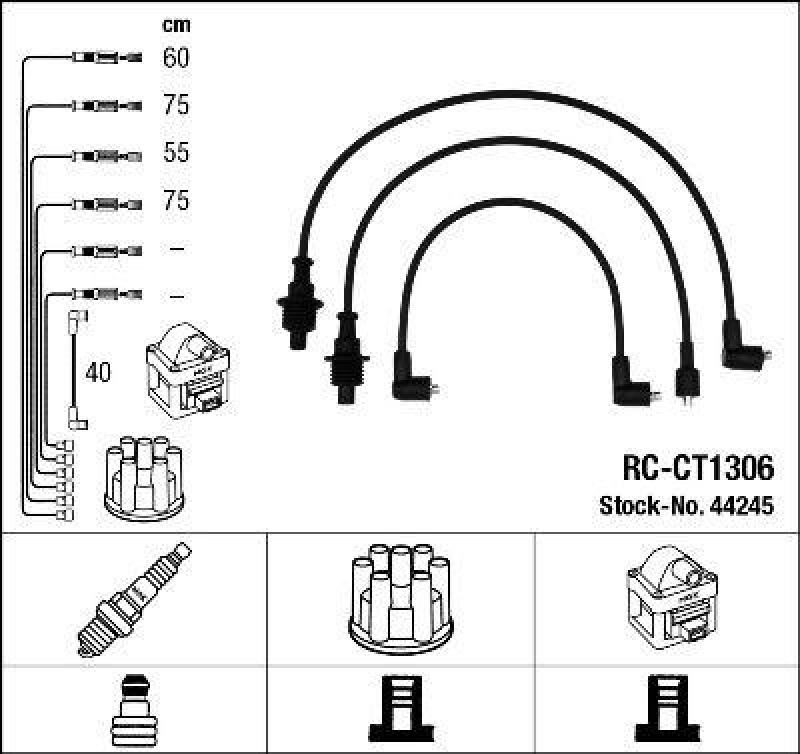 NGK 44245 Zündleitungssatz RC-CT1306 |Zündkabel