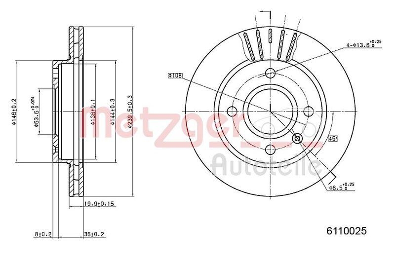 METZGER 6110025 Bremsscheibe Lack/Ks für FORD VA