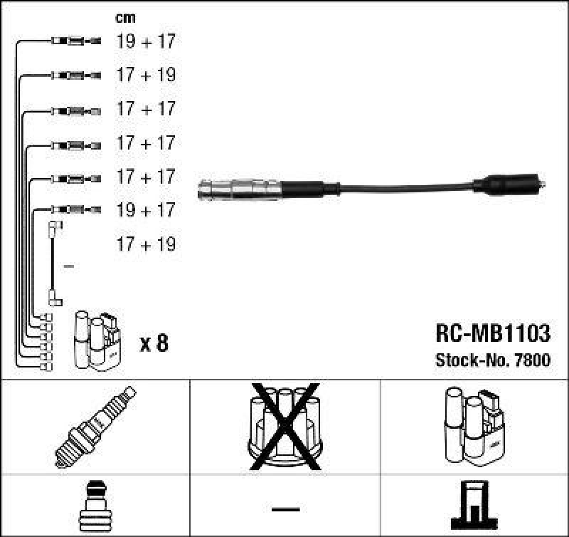 NGK 7800 Zündleitungssatz RC-MB1103 |Zündkabel