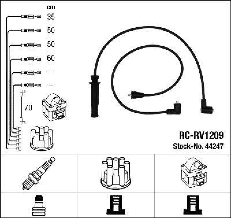 NGK 44247 Zündleitungssatz RC-RV1209 |Zündkabel