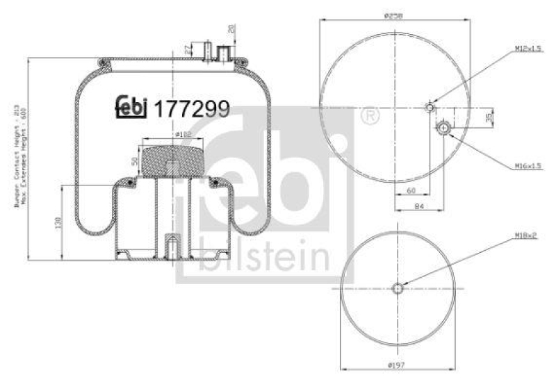 FEBI BILSTEIN 177299 Luftfederbalg mit Stahlkolben für M A N