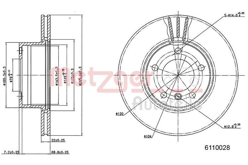 METZGER 6110028 Bremsscheibe Lack/Ks/Ms/Hc für BMW VA