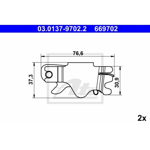 ATE 03.0137-9702.2 Zubehörsatz Feststellbremsbacken 373mm