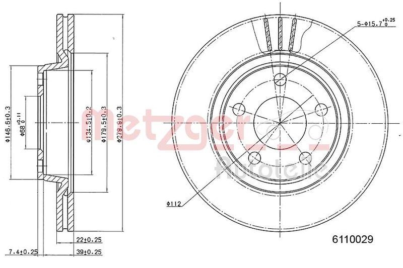 METZGER 6110029 Bremsscheibe Lack/Ks/Hc für VW VA