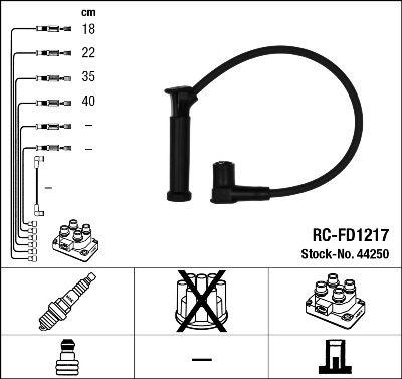 NGK 44250 Zündleitungssatz RC-FD1217 |Zündkabel