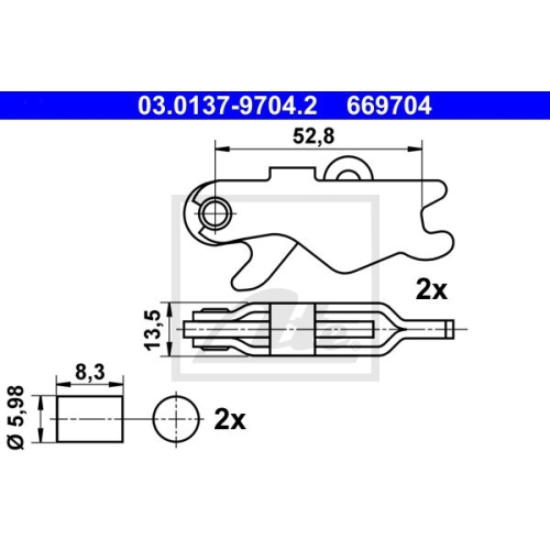 ATE 03.0137-9704.2 Zubehörsatz Feststellbremsbacken