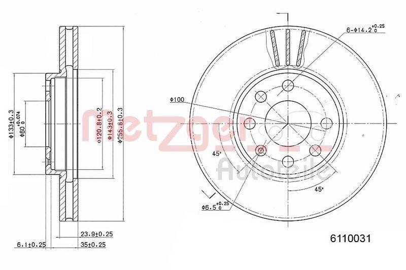 METZGER 6110031 Bremsscheibe Lack/Ks/Ms für OPEL VA