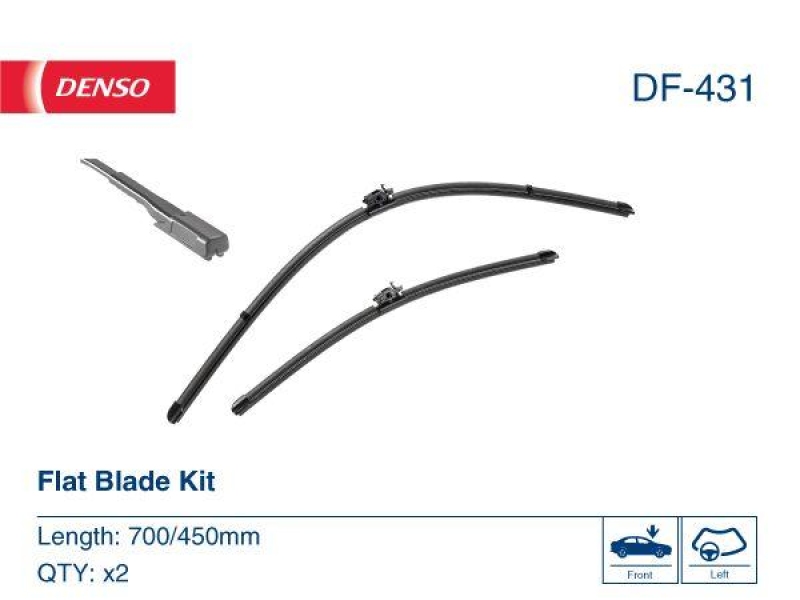 DENSO DF-431 Wischer Flat Blade KIT MERCEDES-BENZ V-KLASSE (W447) V 250 BlueTEC / d 2.2 (14-)