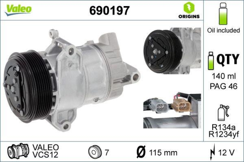 VALEO 690197 Kompressor Renault Twingo III 0.9 L