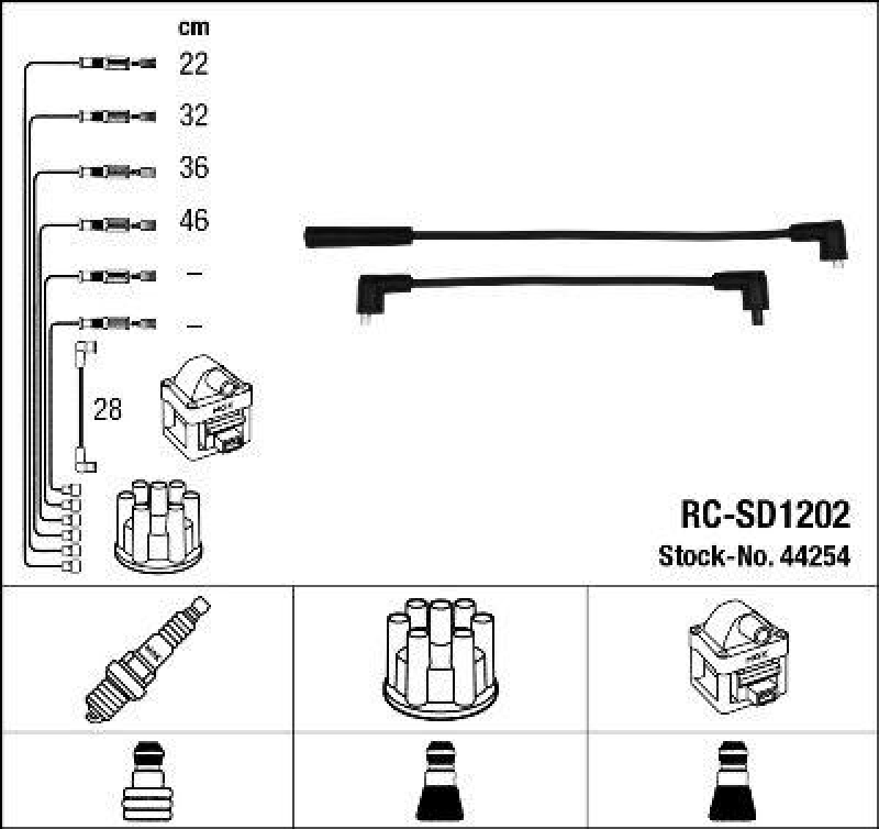 NGK 44254 Zündleitungssatz RC-SD1202 |Zündkabel