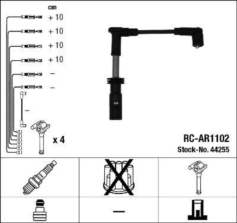 NGK 44255 Zündleitungssatz RC-AR1102 |Zündkabel