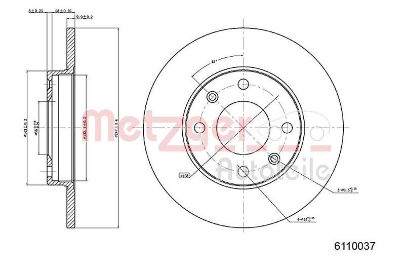 METZGER 6110037 Bremsscheibe Lack/Ks/Ms für CITROEN/PEUGEOT VA