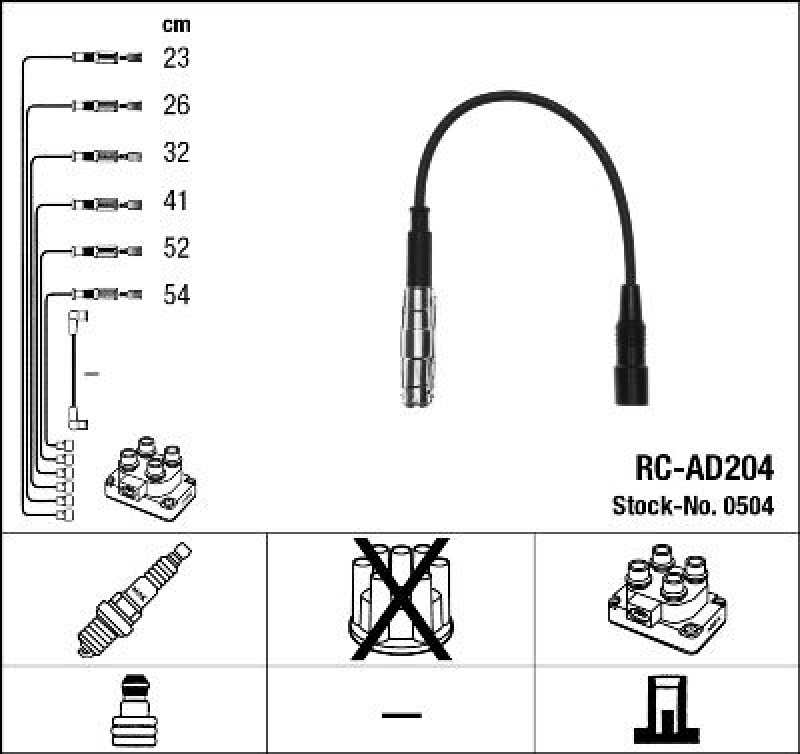 NGK 0504 Zündleitungssatz RC-AD204 |Zündkabel