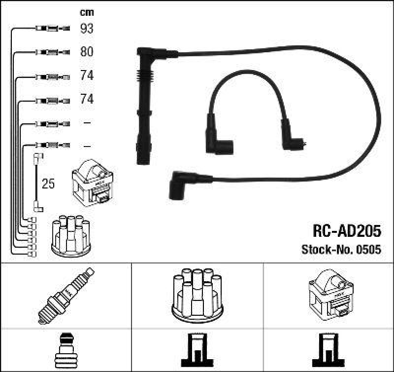 NGK 0505 Zündleitungssatz RC-AD205 |Zündkabel