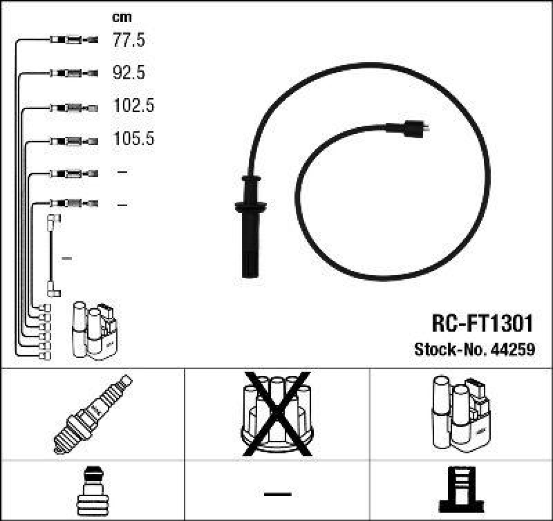 NGK 44259 Zündleitungssatz RC-FT1301 |Zündkabel