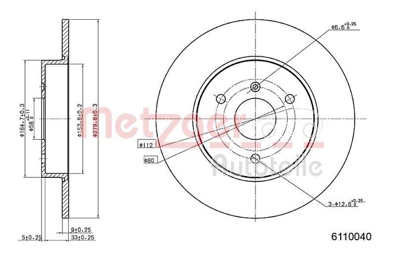 METZGER 6110040 Bremsscheibe Lack/Ks/Ms für SMART VA