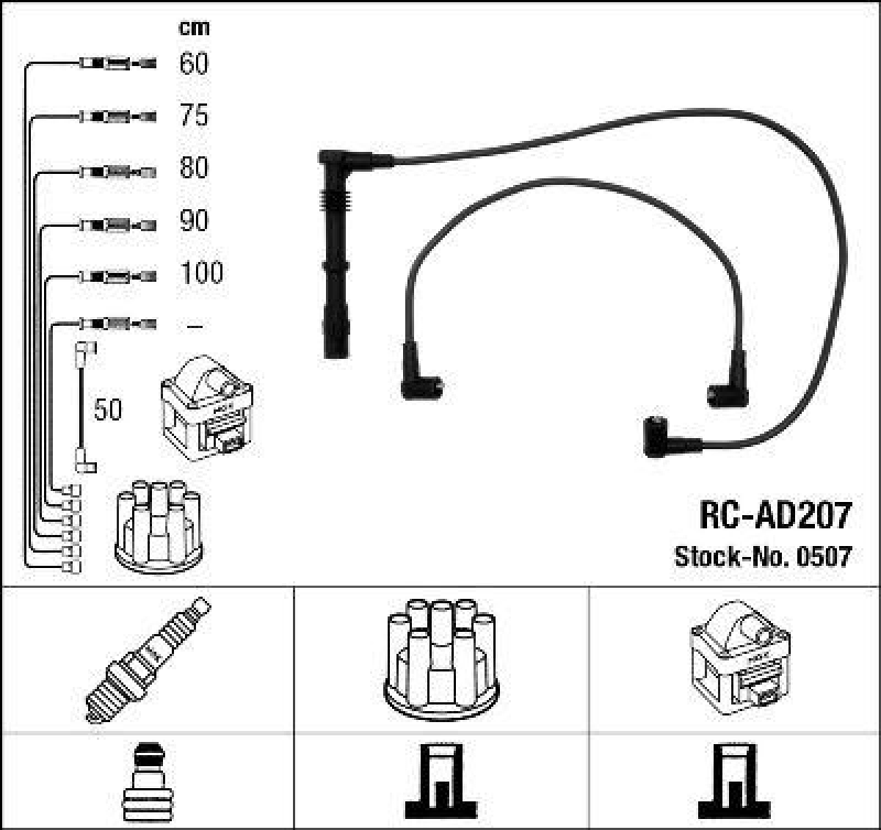 NGK 0507 Zündleitungssatz RC-AD207 |Zündkabel