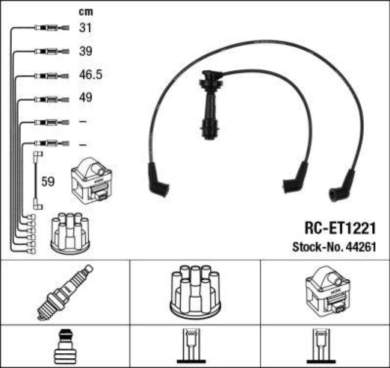 NGK 44261 Zündleitungssatz RC-ET1221 |Zündkabel