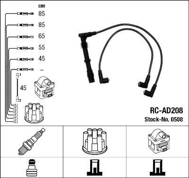 NGK 0508 Zündleitungssatz RC-AD208 |Zündkabel