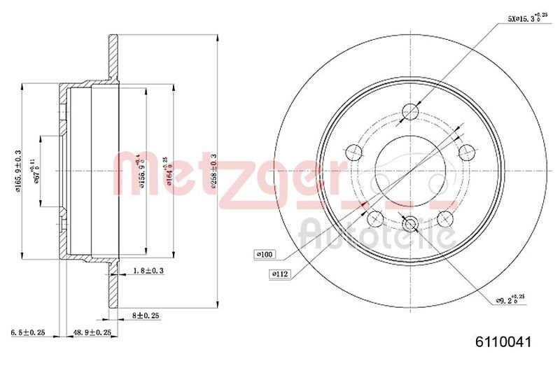 METZGER 6110041 Bremsscheibe Lack/Ks/Ms für MB HA