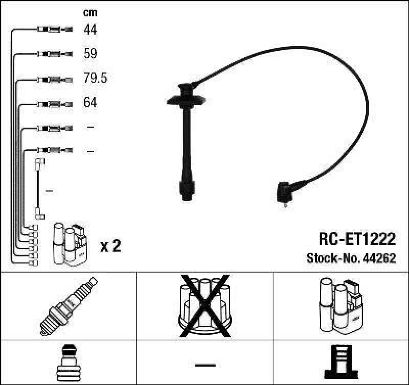 NGK 44262 Zündleitungssatz RC-ET1222 |Zündkabel