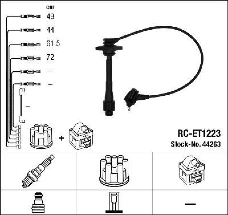 NGK 44263 Zündleitungssatz RC-ET1223 |Zündkabel