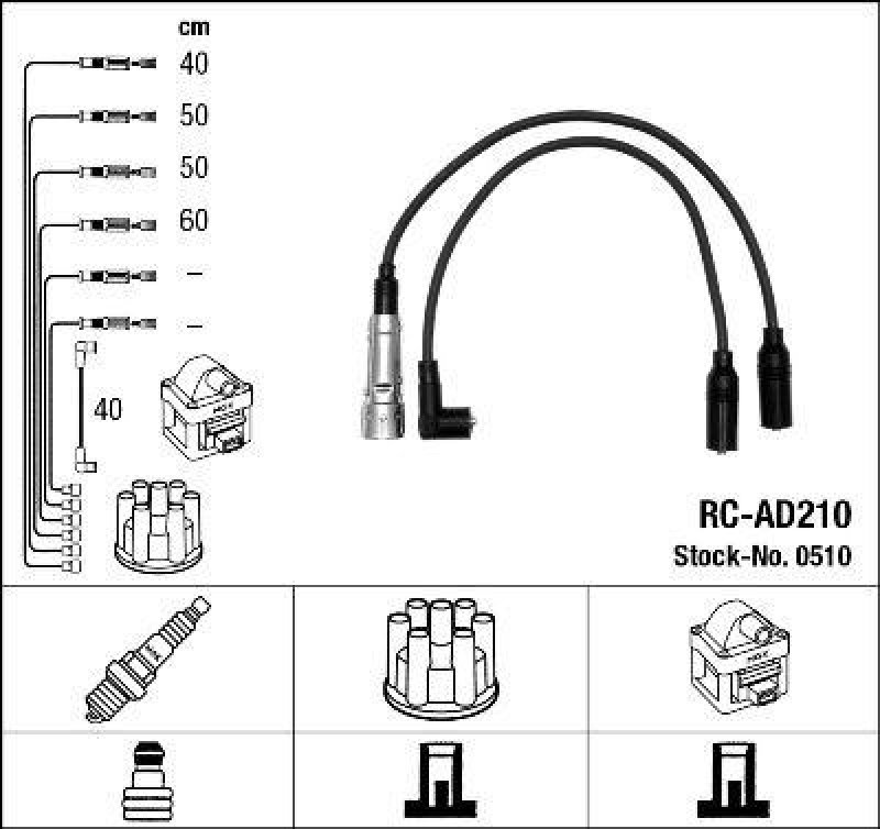 NGK 0510 Zündleitungssatz RC-AD210 |Zündkabel