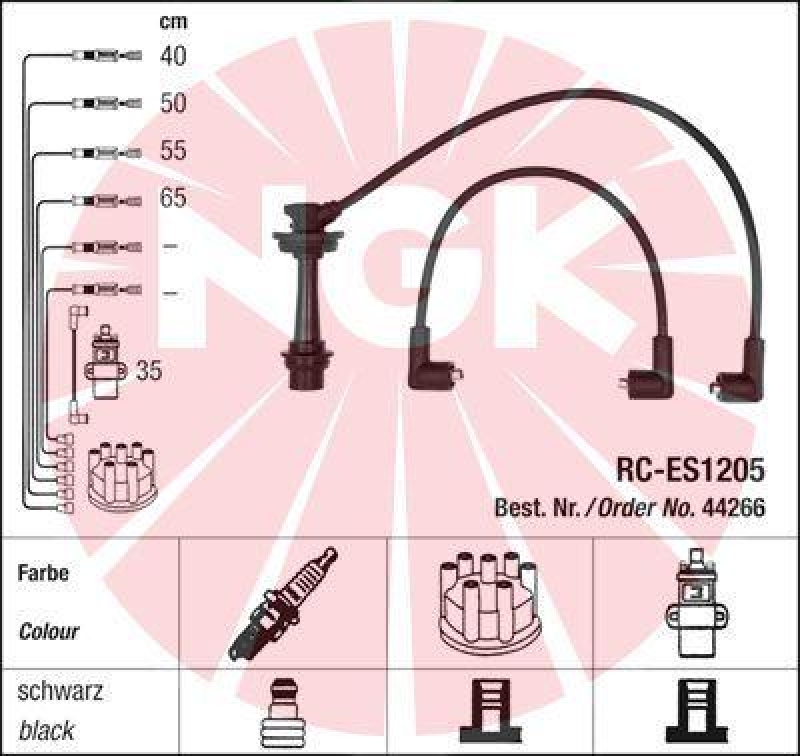 NGK 44266 Zündleitungssatz RC-ES1205 |Zündkabel