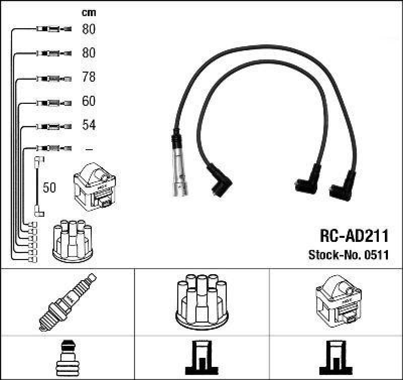 NGK 0511 Zündleitungssatz RC-AD211 |Zündkabel