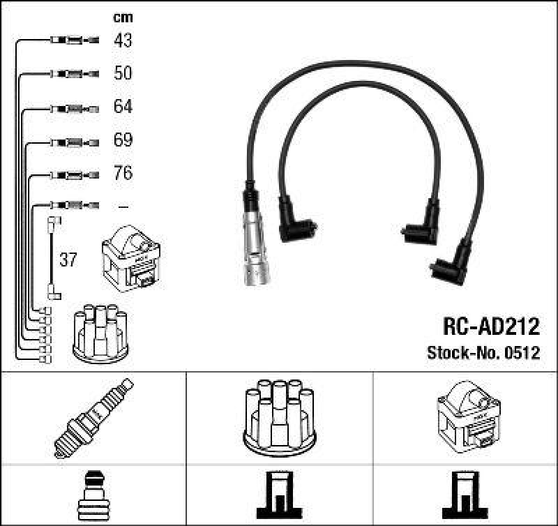 NGK 0512 Zündleitungssatz RC-AD212 |Zündkabel