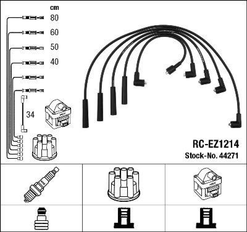 NGK 44271 Zündleitungssatz RC-EZ1214 |Zündkabel